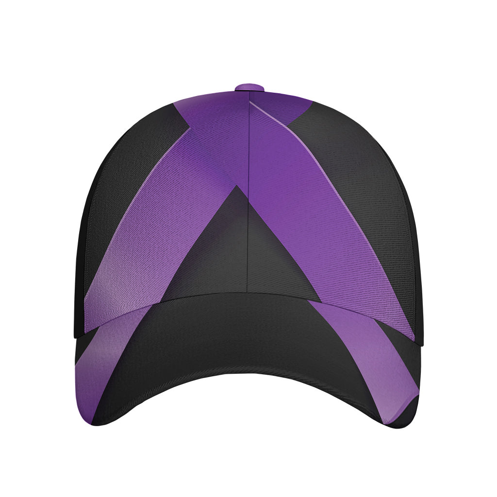Purple All Cancer Awareness Ribbon Print Baseball Cap