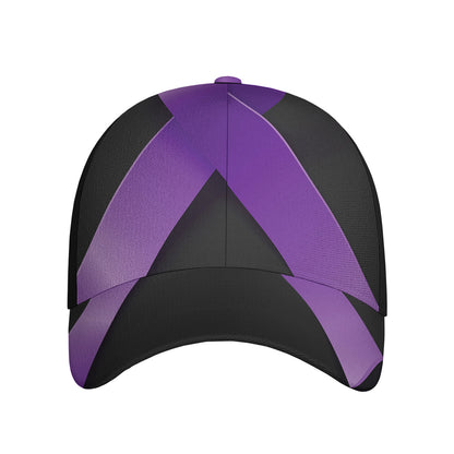 Purple All Cancer Awareness Ribbon Print Baseball Cap
