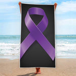 Purple All Cancer Awareness Ribbon Print Beach Towel