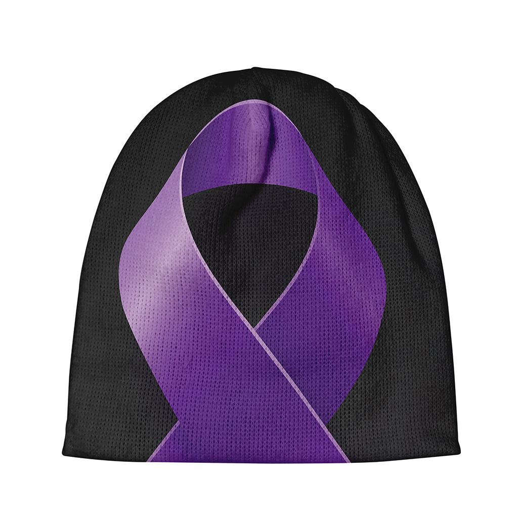 Purple All Cancer Awareness Ribbon Print Beanie