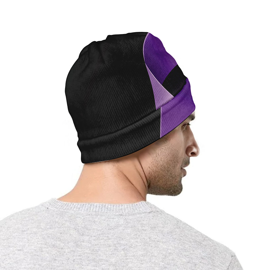 Purple All Cancer Awareness Ribbon Print Beanie