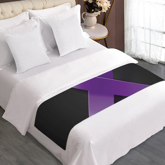 Purple All Cancer Awareness Ribbon Print Bed Runner