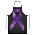Purple All Cancer Awareness Ribbon Print Bib Apron With Pocket