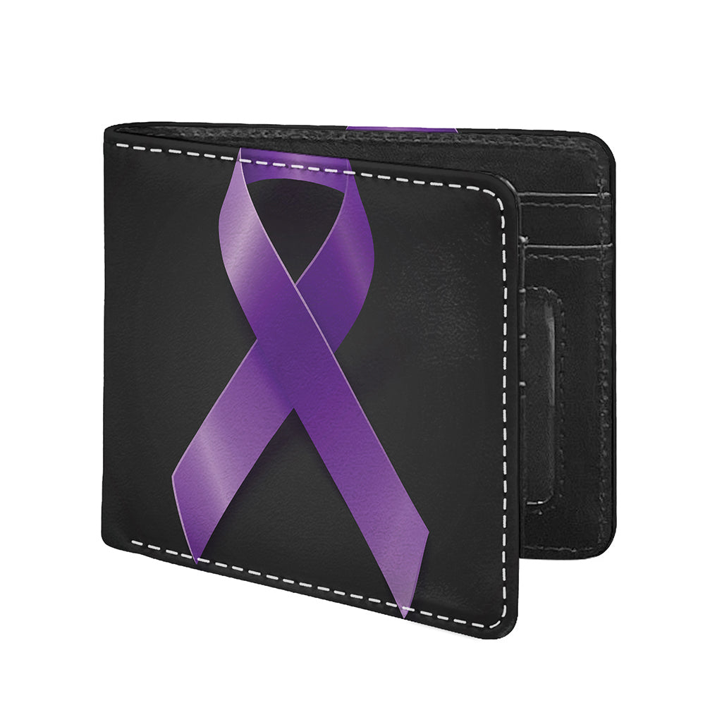 Purple All Cancer Awareness Ribbon Print Bifold Wallet