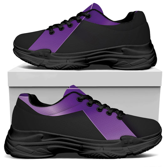 Purple All Cancer Awareness Ribbon Print Black Chunky Shoes