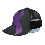 Purple All Cancer Awareness Ribbon Print Black Mesh Trucker Cap