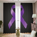 Purple All Cancer Awareness Ribbon Print Dimout Pencil Pleat Curtains