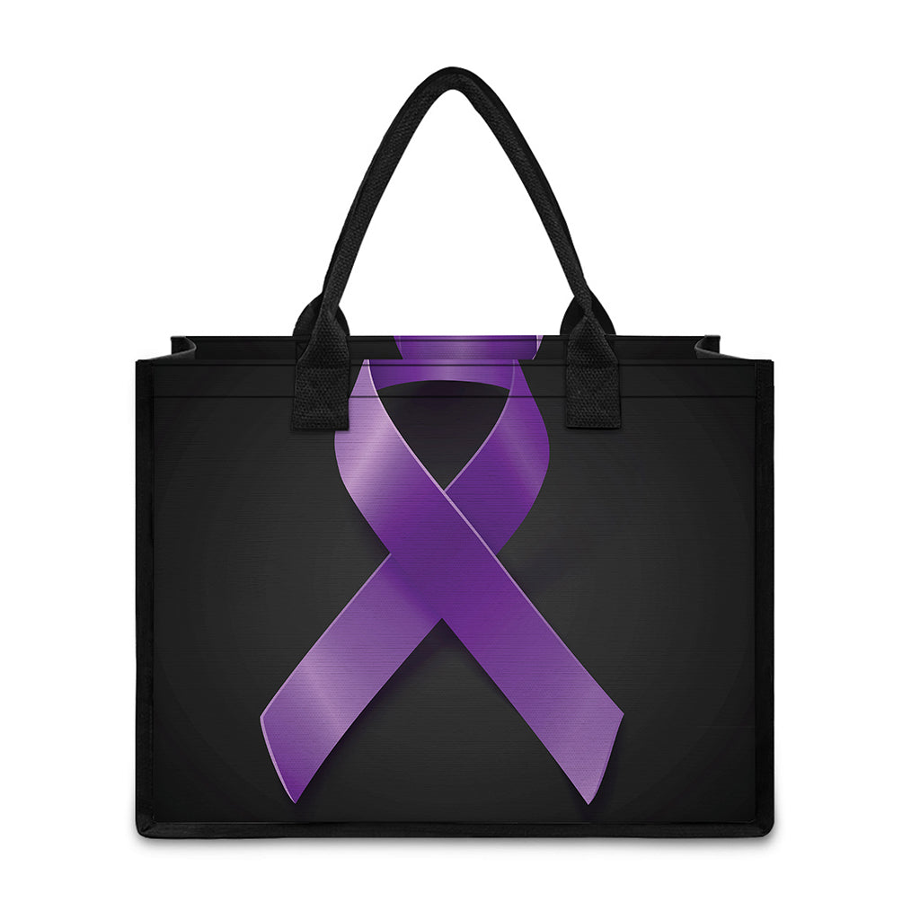 Purple All Cancer Awareness Ribbon Print Canvas Tote Bag