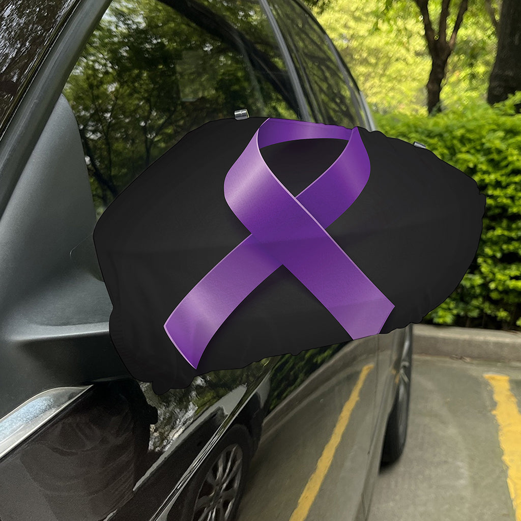 Purple All Cancer Awareness Ribbon Print Car Side Mirror Covers