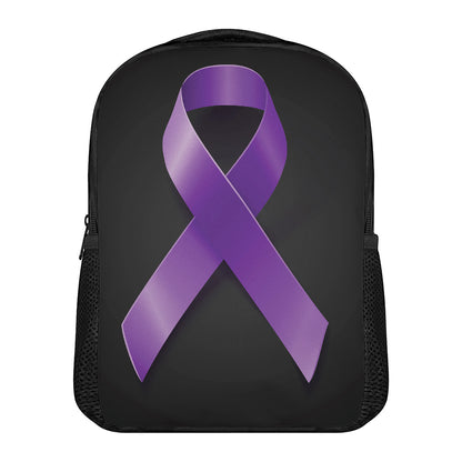 Purple All Cancer Awareness Ribbon Print Casual Backpack