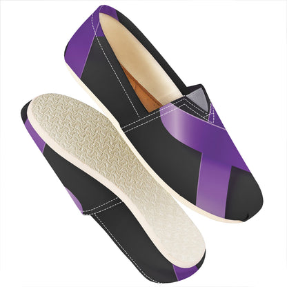Purple All Cancer Awareness Ribbon Print Casual Shoes