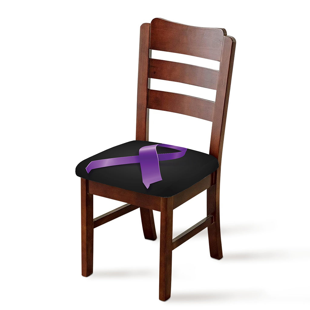 Purple All Cancer Awareness Ribbon Print Chair Cushion Cover