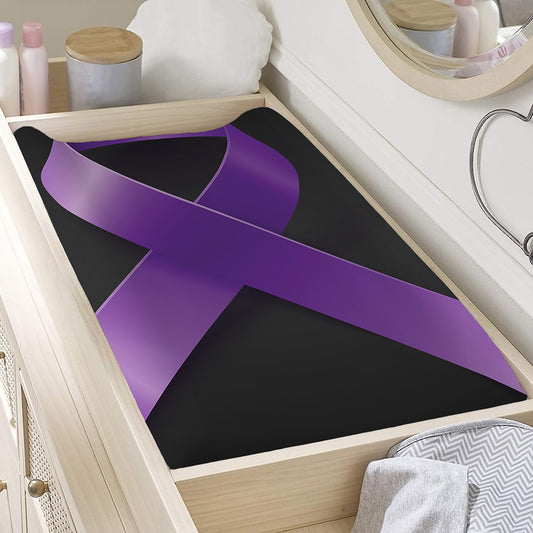 Purple All Cancer Awareness Ribbon Print Changing Pad Cover