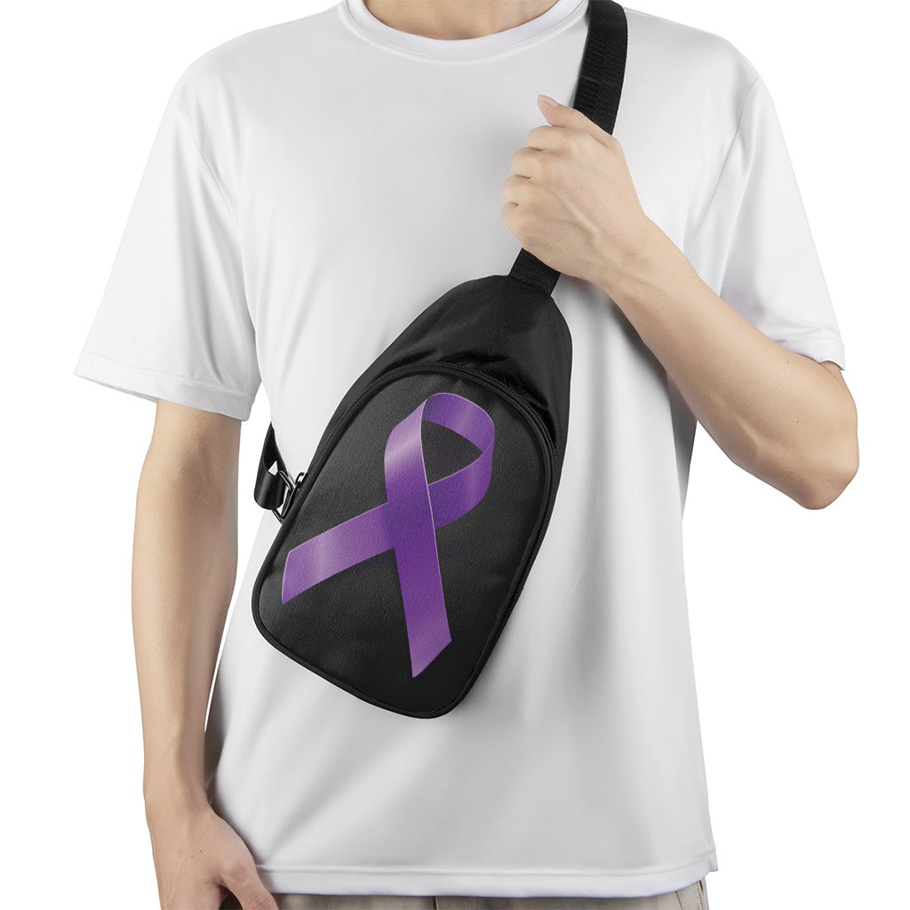 Purple All Cancer Awareness Ribbon Print Chest Bag