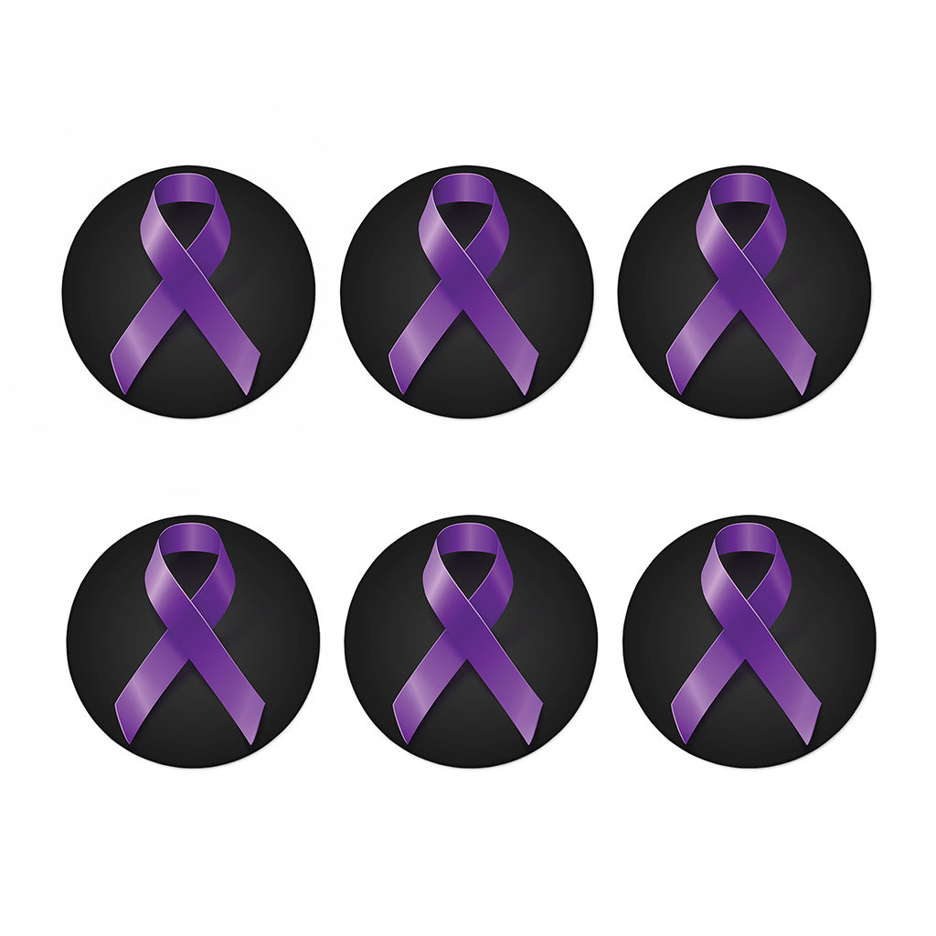 Purple All Cancer Awareness Ribbon Print Coaster Set