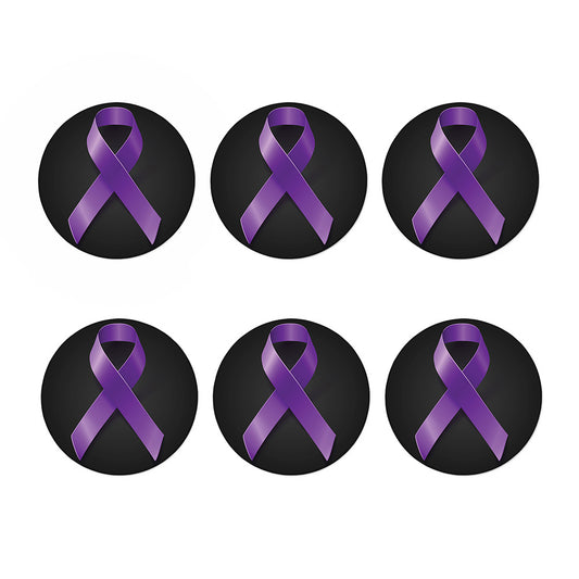 Purple All Cancer Awareness Ribbon Print Coaster Set