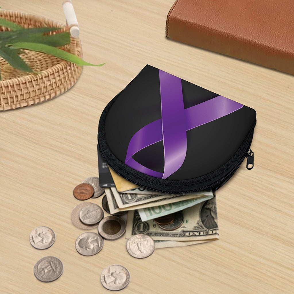 Purple All Cancer Awareness Ribbon Print Coin Purse