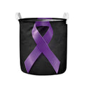 Purple All Cancer Awareness Ribbon Print Collapsible Laundry Basket