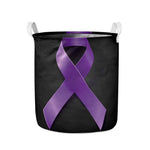 Purple All Cancer Awareness Ribbon Print Collapsible Laundry Basket