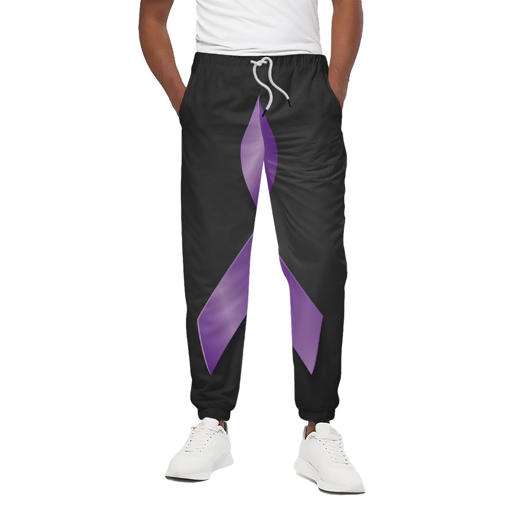 Purple All Cancer Awareness Ribbon Print Cotton Pants