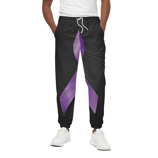 Purple All Cancer Awareness Ribbon Print Cotton Pants