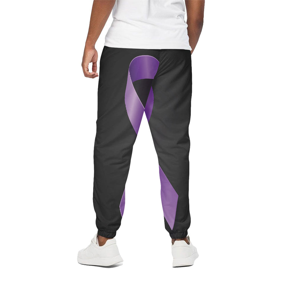 Purple All Cancer Awareness Ribbon Print Cotton Pants