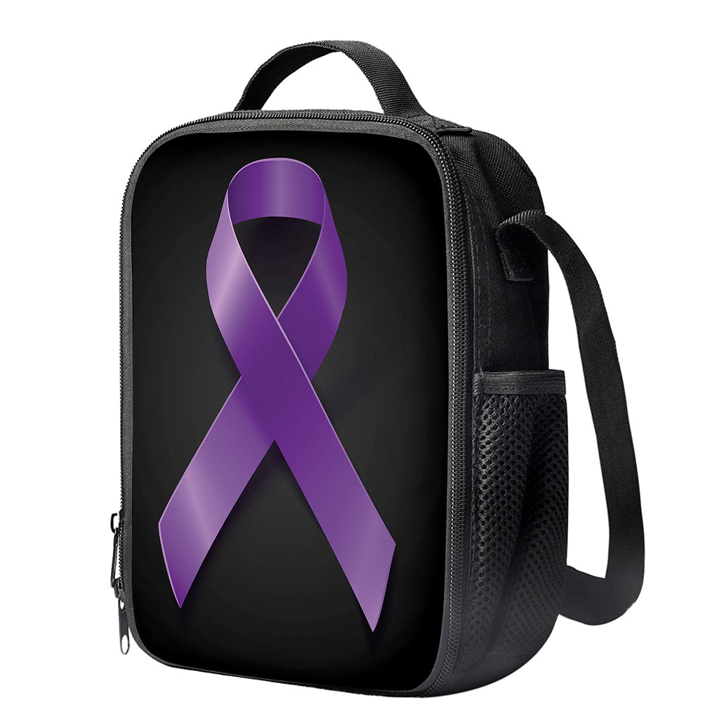 Purple All Cancer Awareness Ribbon Print Crossbody Lunch Bag