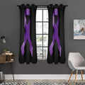 Purple All Cancer Awareness Ribbon Print Grommet Curtain Panels