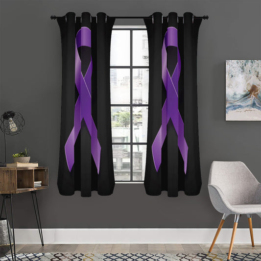 Purple All Cancer Awareness Ribbon Print Curtain