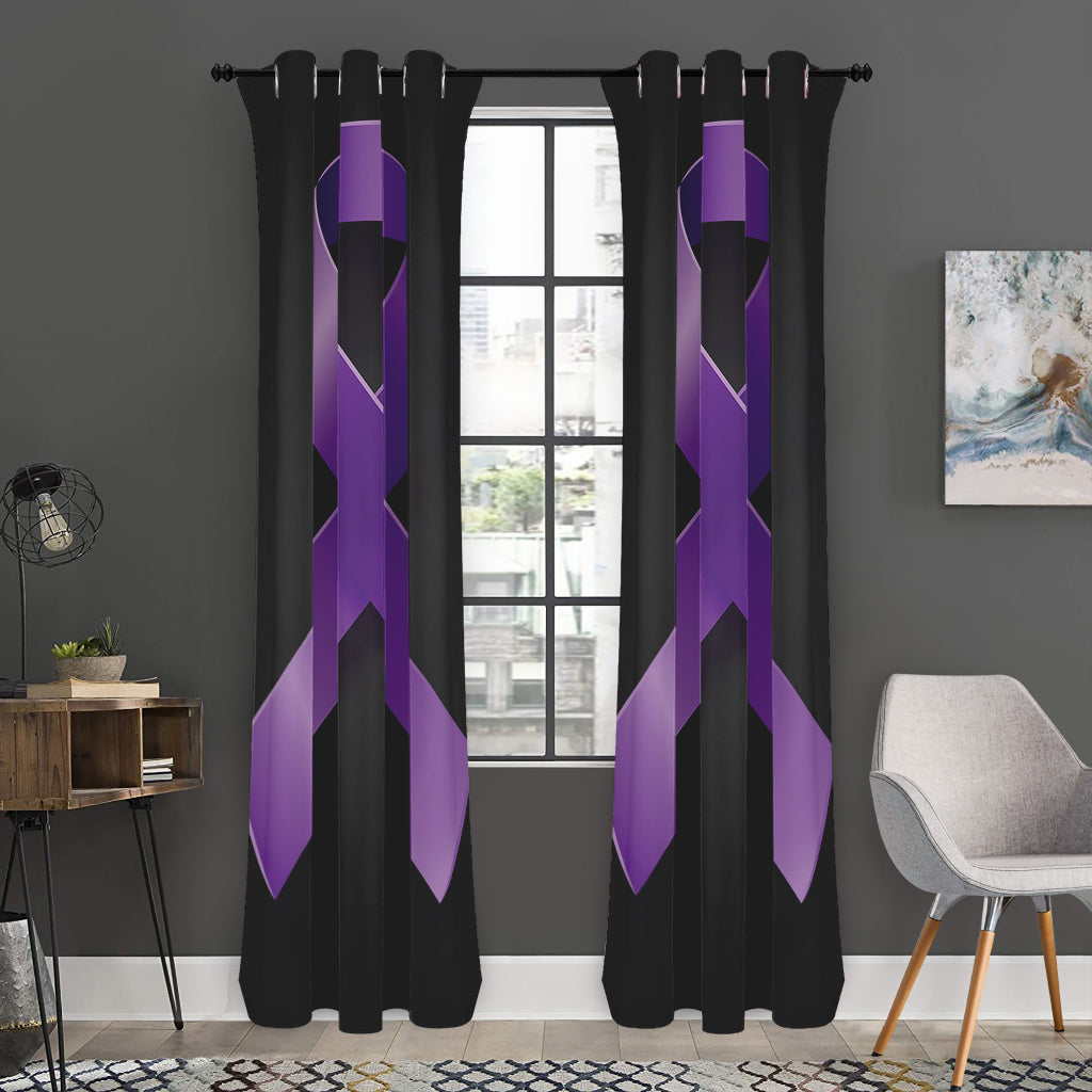 Purple All Cancer Awareness Ribbon Print Curtain