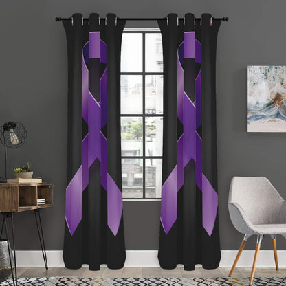 Purple All Cancer Awareness Ribbon Print Curtain