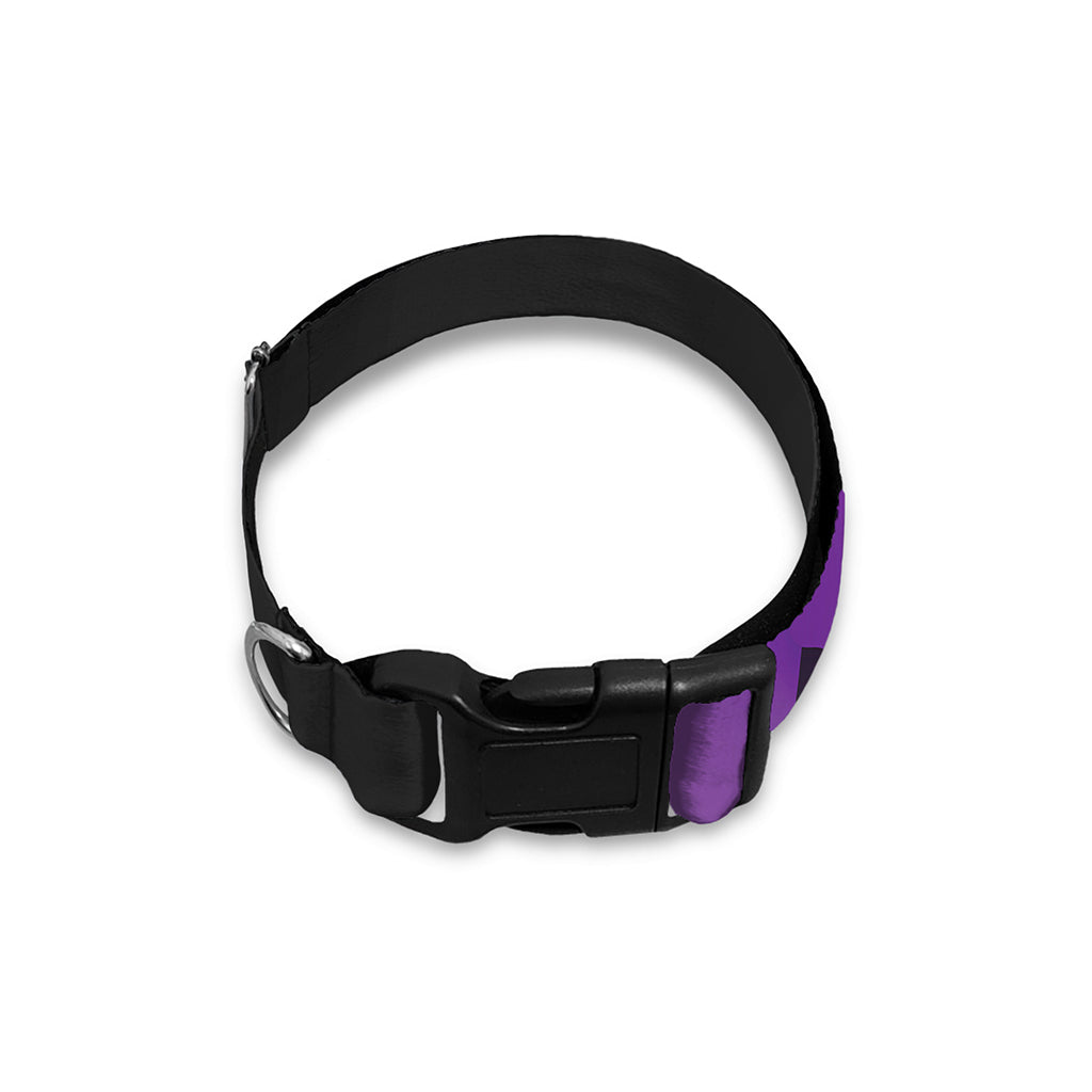 Purple All Cancer Awareness Ribbon Print Dog Collar