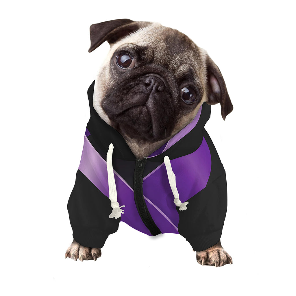 Purple All Cancer Awareness Ribbon Print Dog Zip Up Hoodie