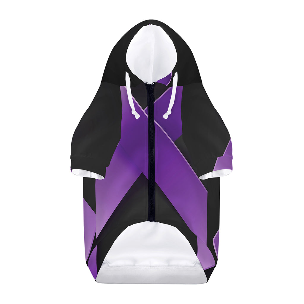 Purple All Cancer Awareness Ribbon Print Dog Zip Up Hoodie