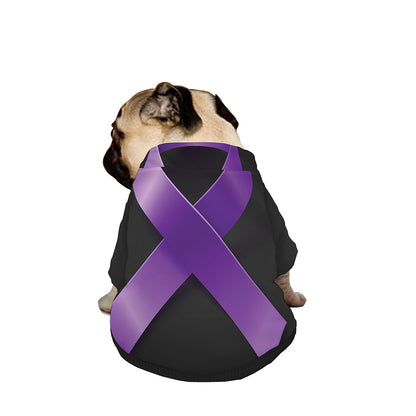 Purple All Cancer Awareness Ribbon Print Dog Zip Up Jacket