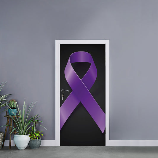 Purple All Cancer Awareness Ribbon Print Door Sticker