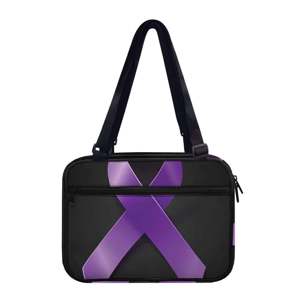 Purple All Cancer Awareness Ribbon Print Double Strap Bible Bag