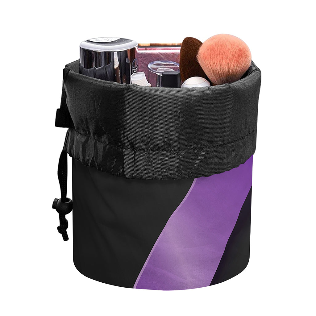 Purple All Cancer Awareness Ribbon Print Drawstring Makeup Bag