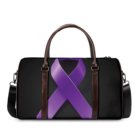 Purple All Cancer Awareness Ribbon Print Duffle Bag
