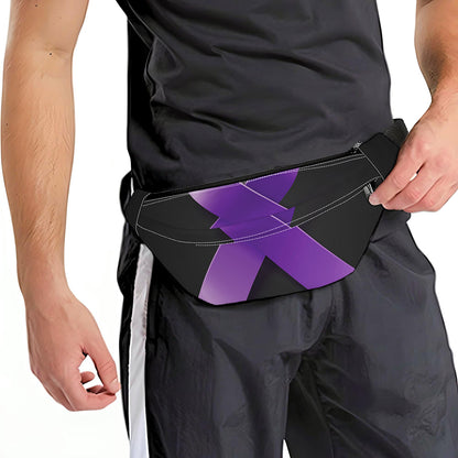 Purple All Cancer Awareness Ribbon Print Fanny Pack