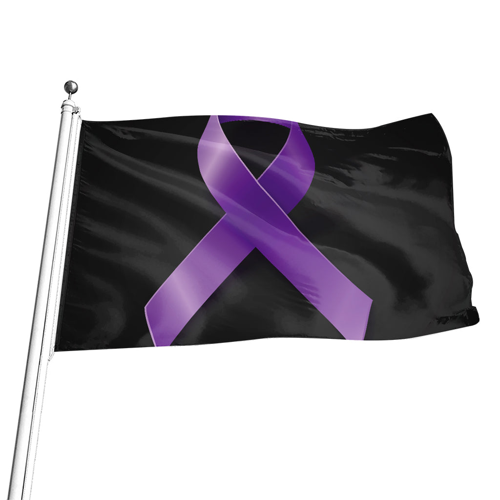 Purple All Cancer Awareness Ribbon Print Flag
