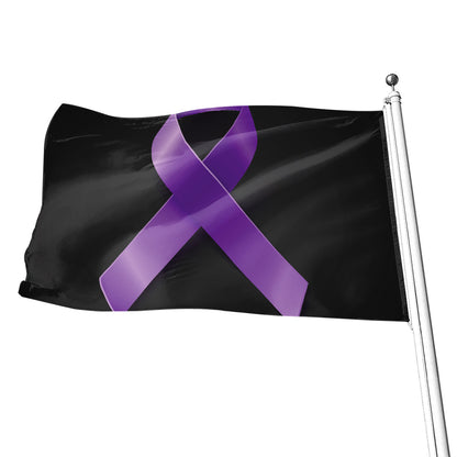 Purple All Cancer Awareness Ribbon Print Flag