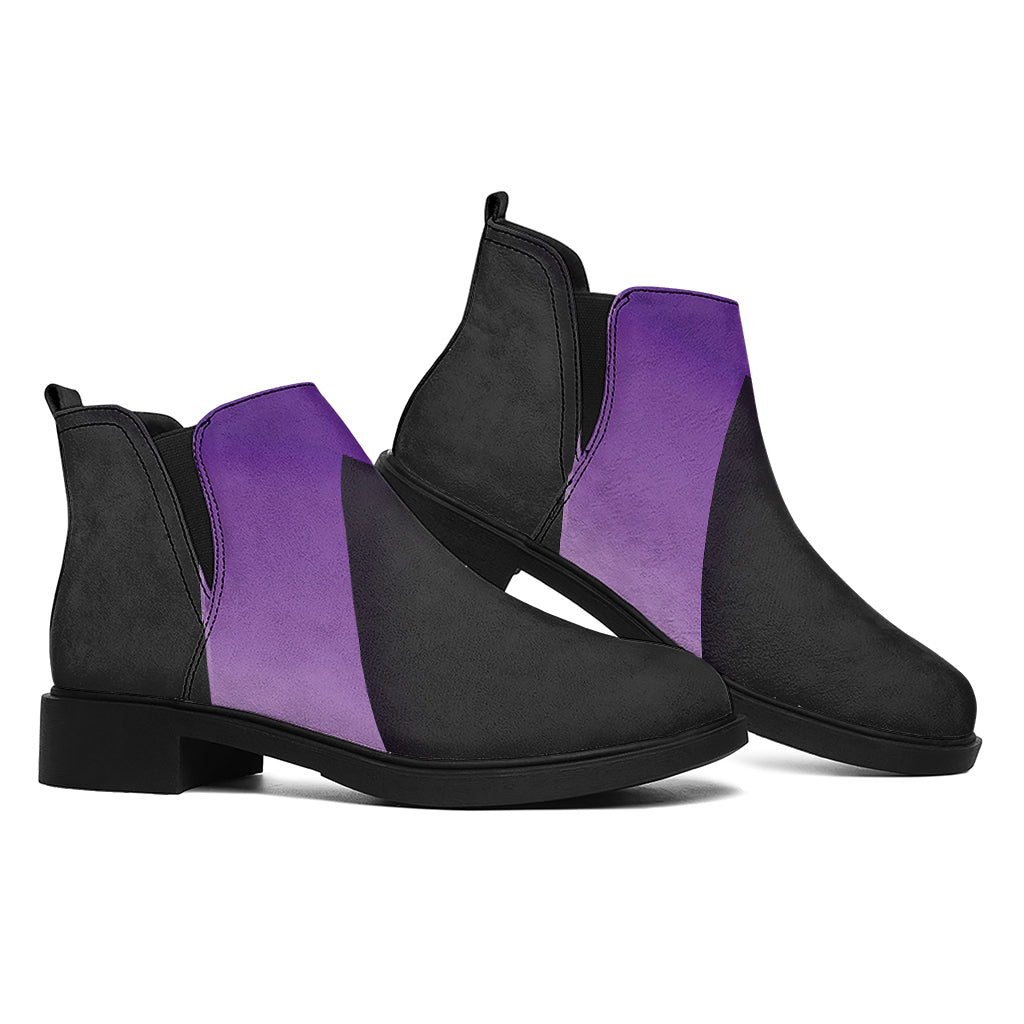 Purple All Cancer Awareness Ribbon Print Flat Ankle Boots