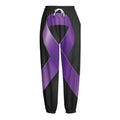 Purple All Cancer Awareness Ribbon Print Fleece Lined Knit Pants