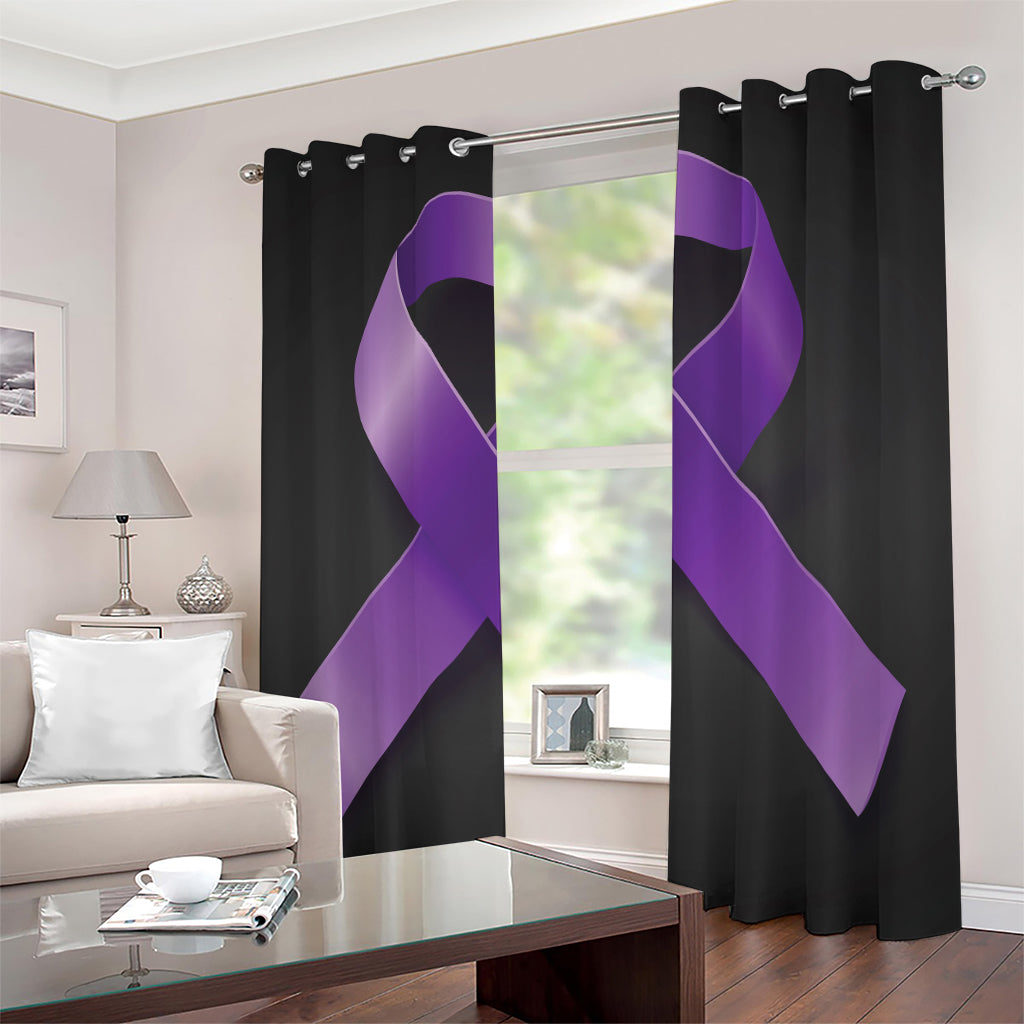 Purple All Cancer Awareness Ribbon Print Grommet Curtains