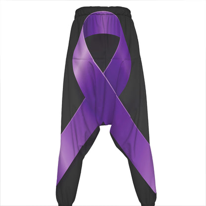 Purple All Cancer Awareness Ribbon Print Hammer Pants
