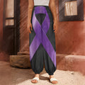 Purple All Cancer Awareness Ribbon Print Harem Pants