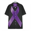 Purple All Cancer Awareness Ribbon Print Hawaiian Shirt