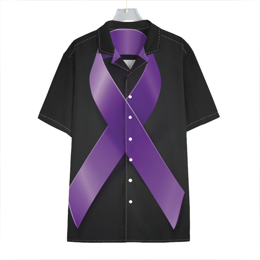 Purple All Cancer Awareness Ribbon Print Hawaiian Shirt