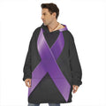 Purple All Cancer Awareness Ribbon Print Hoodie Blanket